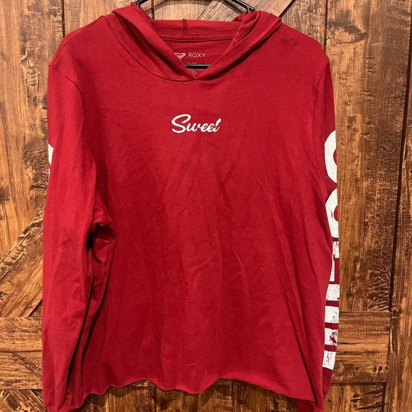 Roxy Tops - Roxy Womens surf red sweet ocean light‎ weight hoodie jacket size large EUC
